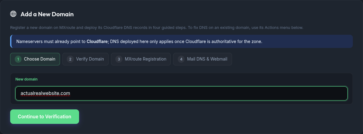 Step 1: enter a new domain