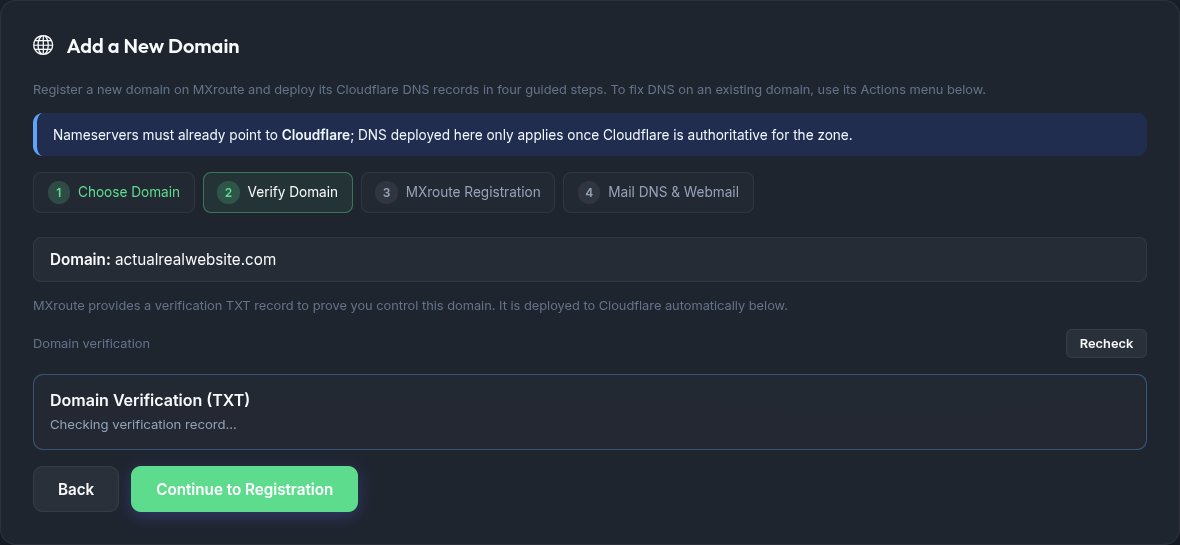 Step 2: verification status