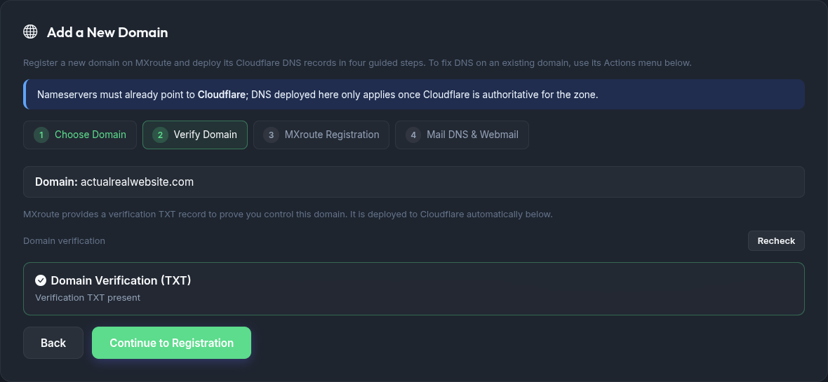 After verification TXT is deployed