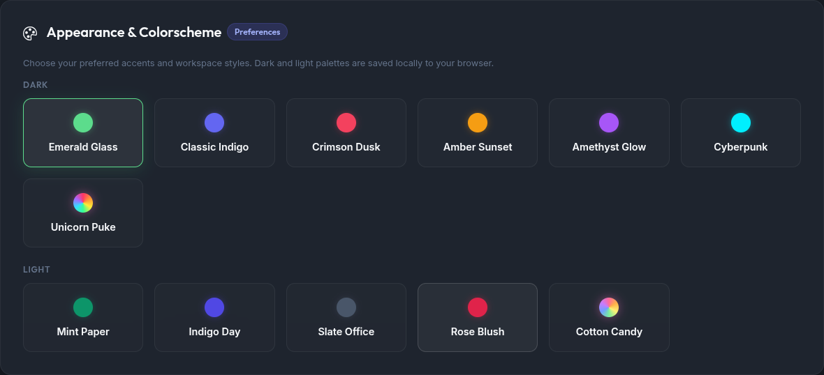 Theme picker in Settings