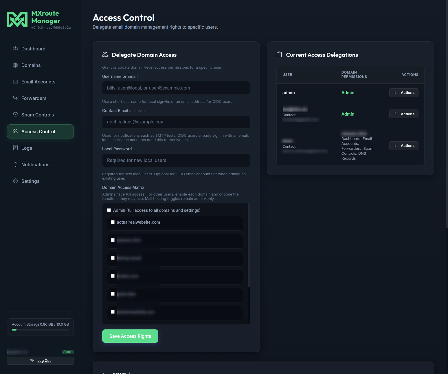 Access Control tab